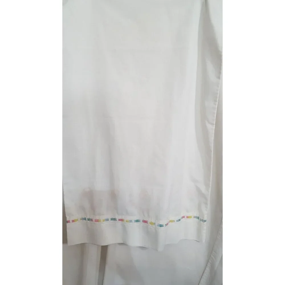 Vintage Hand Painted Pillowcase White Orange Flowers Ribbon Trim - Picture 2 of 6